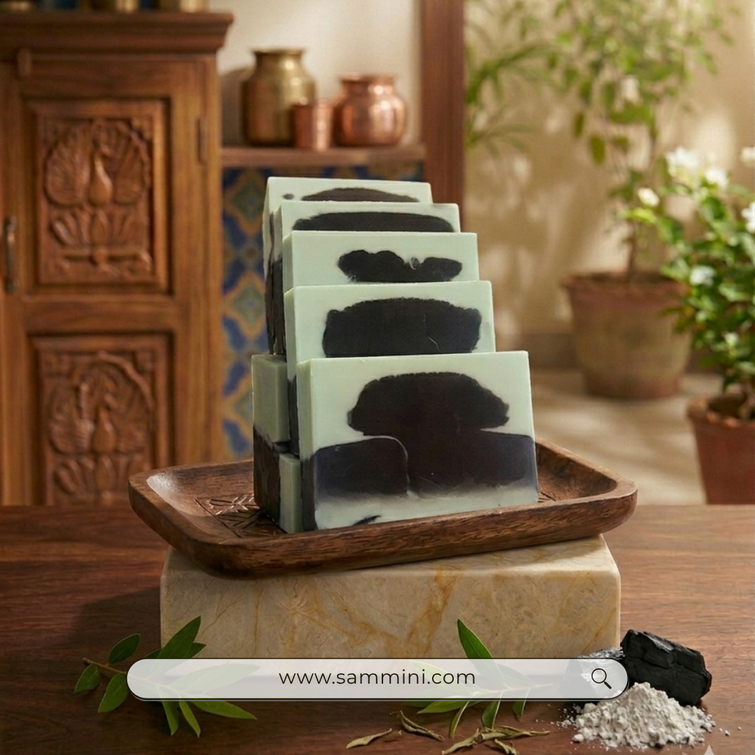 Charcoal & French Green Clay Soap with Tea Tree Essential Oil | Detox & Acne Control Spa Bar - Image 3
