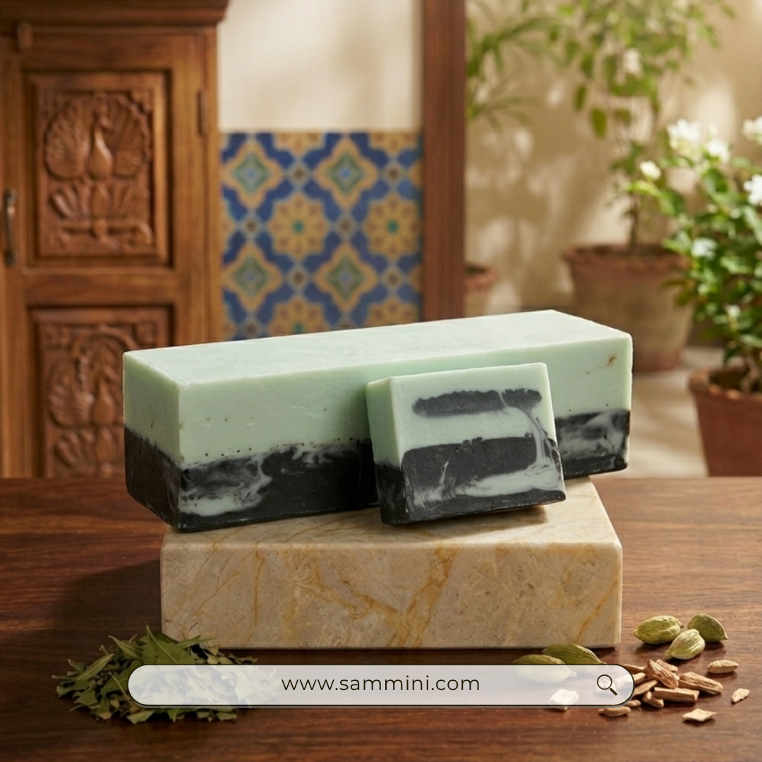 Charcoal & French Green Clay Soap with Tea Tree Essential Oil | Detox & Acne Control Spa Bar - Image 2